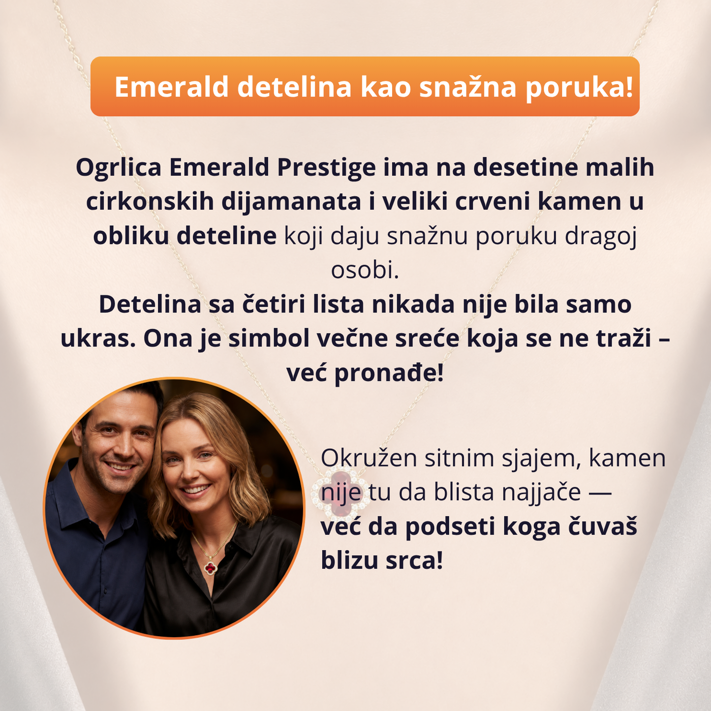 Emerald Prestige - Srećna ogrlica od nerđajućeg čelika